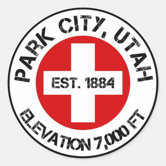 Park City Round Sticker Ski Patrostil (Vorderseite)
