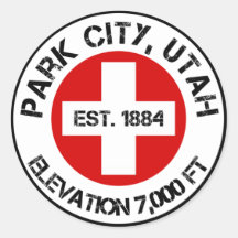 Park City Round Sticker Ski Patrostil