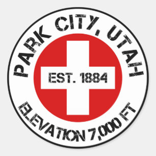 Park City Round Sticker Ski Patrostil