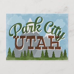 Park City Utah Fun Retro Snowy Mountains Postkarte