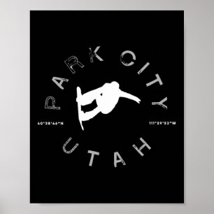 Park City Utah Grafik Vintage Retro Snowboarden Poster