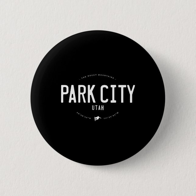 Park City Utah Graphic erschütterte Vintage Snowbo Button (Vorderseite)