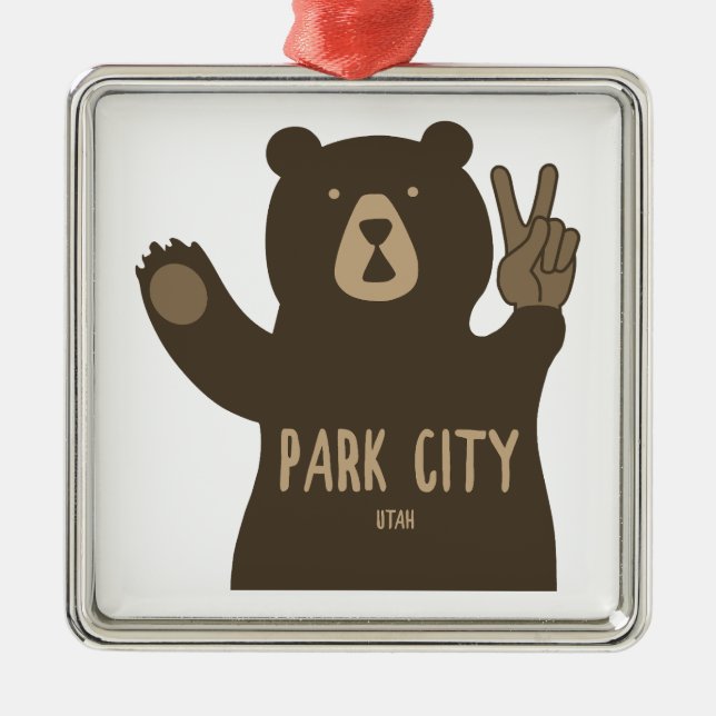 Park City Utah Peace Bear Ornament Aus Metall (Vorne)