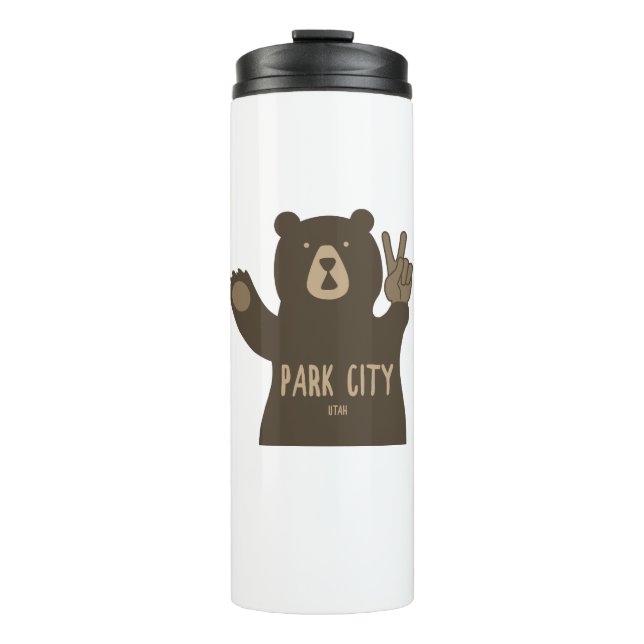Park City Utah Peace Bear Thermosbecher (Vorderseite)