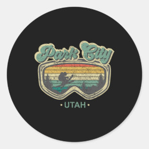 Park City Utah Retro-Ski-Resort Vintage-Skiurlaub Runder Aufkleber