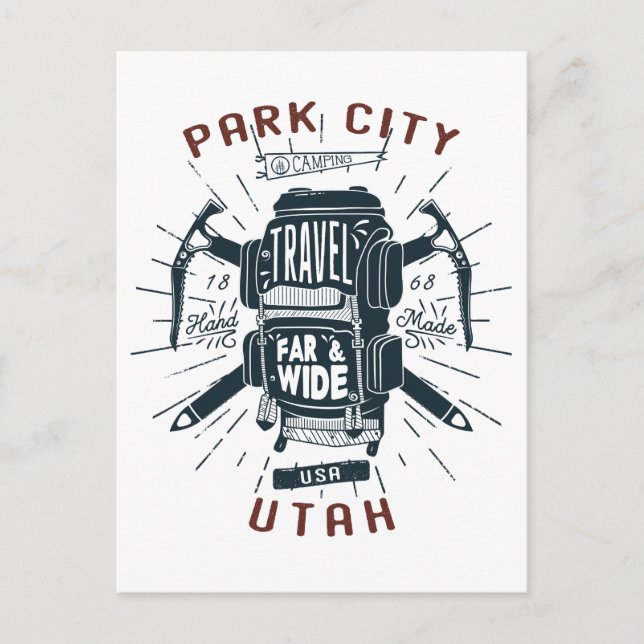 Park City Utah Rucksack Gear Retro Travel Postkarte (Vorderseite)