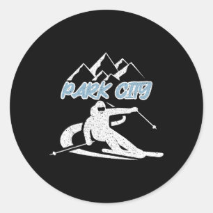 Park City Utah Schnee Berg Skifahren Skifahrer Vin Runder Aufkleber