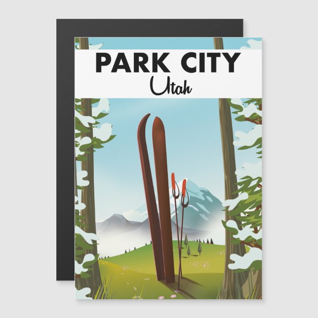 Park City Utah Ski Poster Magnetkarte (Vorne/Hinten)
