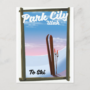 Park city Utah Ski travel poster Postkarte