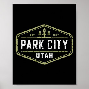 Park City Utah Skifahren Snowboarden Design Poster