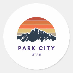 Park City Utah Skifahren Snowboarden Wanderer Utah Runder Aufkleber
