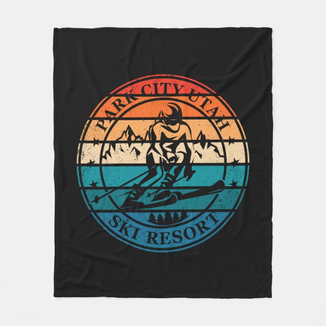 Park City Utah Skigebiet Vintag Fleecedecke (Vorderseite)