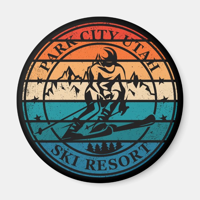 Park City Utah Skigebiet Vintag Magnet (Vorne)