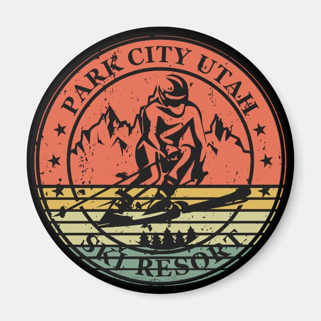 Park City Utah Skigebiet Vintag Magnet (Vorne)
