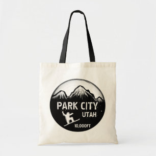 Park City Utah Snowboard Art Schwarz wiederverwend Tragetasche
