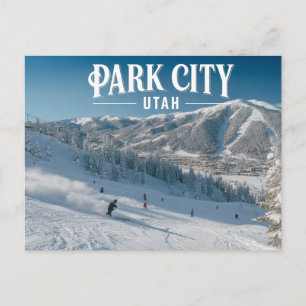 Park City Utah Spaß beim Skifahren Schneeberge Postkarte