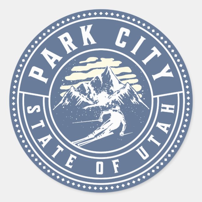 Park City Utah Vintag Skifahren Runder Aufkleber (Vorderseite)