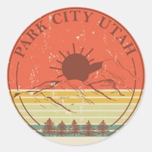 Park City Utah Vintage Runder Aufkleber