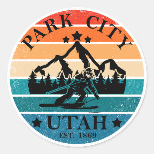 Park City Utah Vintage Runder Aufkleber