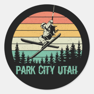 Park City Utah Vintage Runder Aufkleber