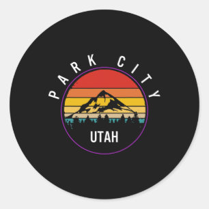 Park City Utah Vintage-Souvenir Skifahrer Snowboar Runder Aufkleber