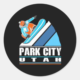 Park City Utah - Vintager Snowboarder Runder Aufkleber