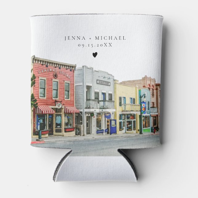 PARK CITY Utah Wasserfarbenmalerei Hochzeit Dosenkühler (Vorderseite)