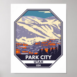 Park City Utah Wintergebiet Emblem Poster