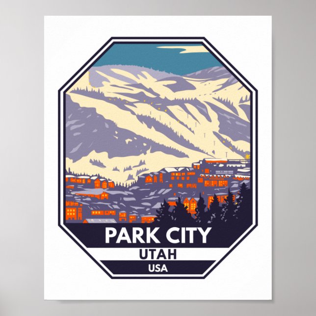 Park City Utah Wintergebiet Emblem Poster (Vorne)