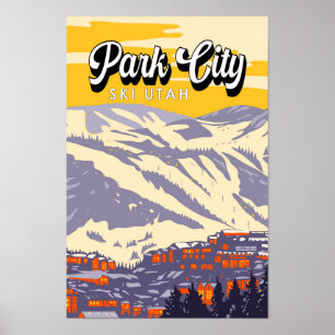 Park City Utah Wintergebiet Vintag Poster