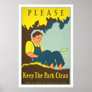 Park Clean 1938 WPA behalten Poster