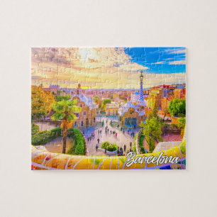Park Güell, Barcelona, Spanien Puzzle