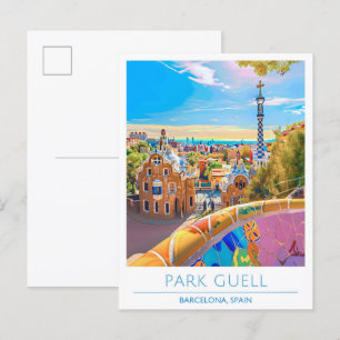 Park Guell Barcelona Spanien Reisen Postkarte