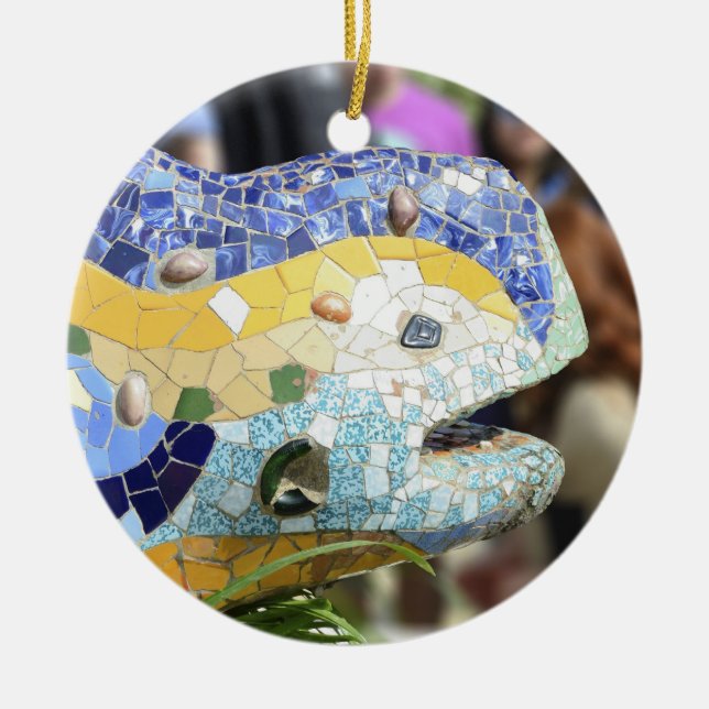 Park Guell Drache Verzierung Keramik Ornament (Vorne)