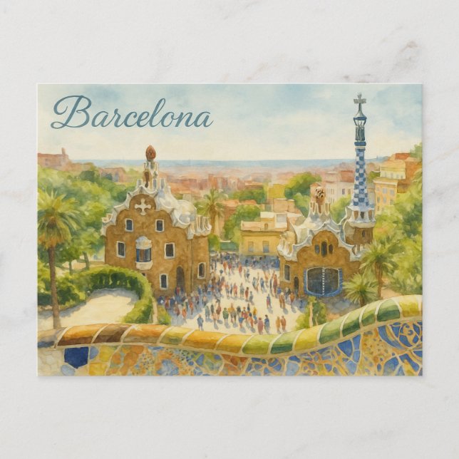 Park Güell in Barcelona Postkarte (Vorderseite)
