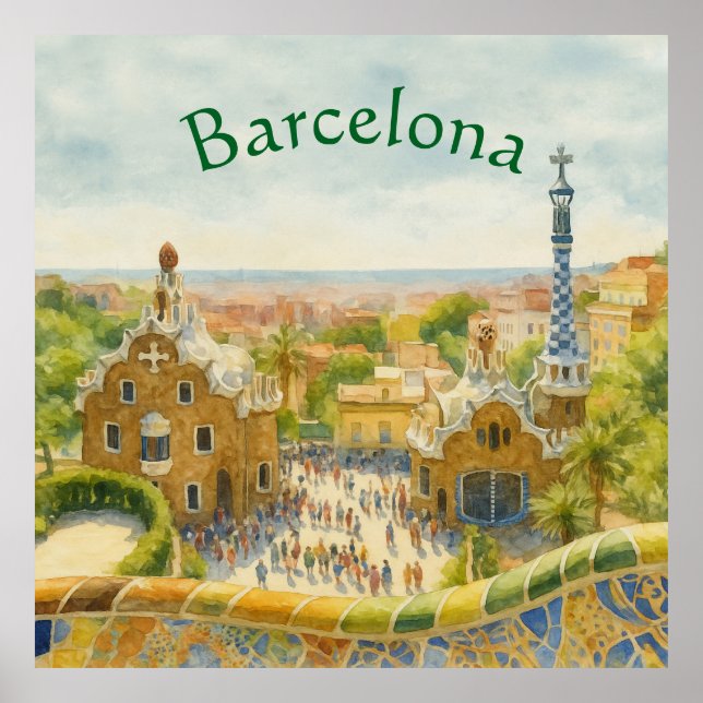 Park Güell in Barcelona, Spain Poster (Vorne)