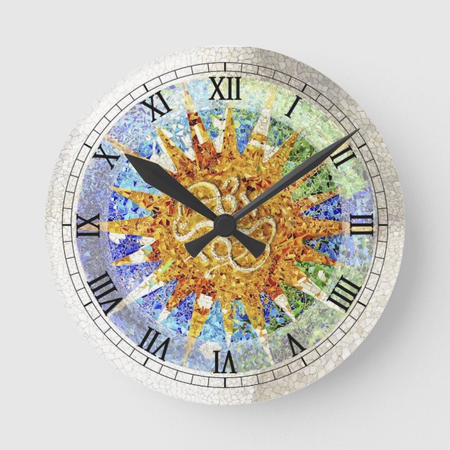 Park Guell mosaics Wall Clock Runde Wanduhr (Vorderseite)