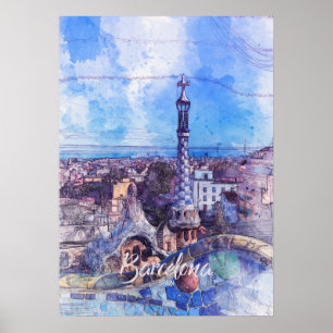 Park Guell Sketch Poster