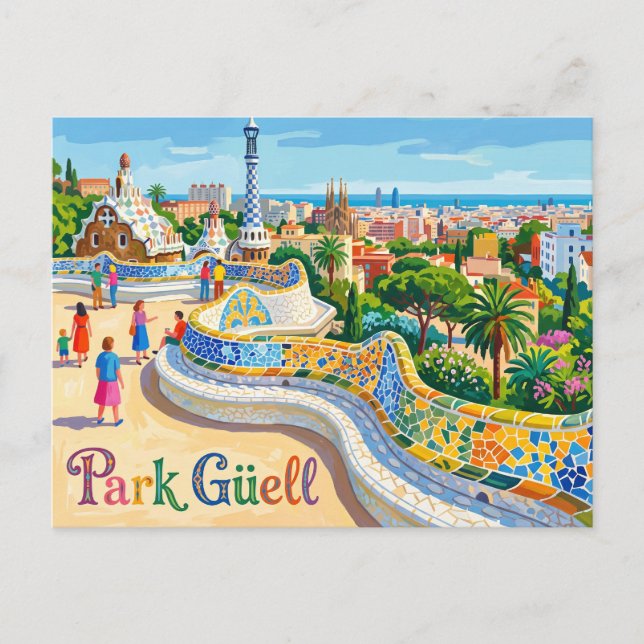 Park Güell Spanien Postkarte (Vorderseite)