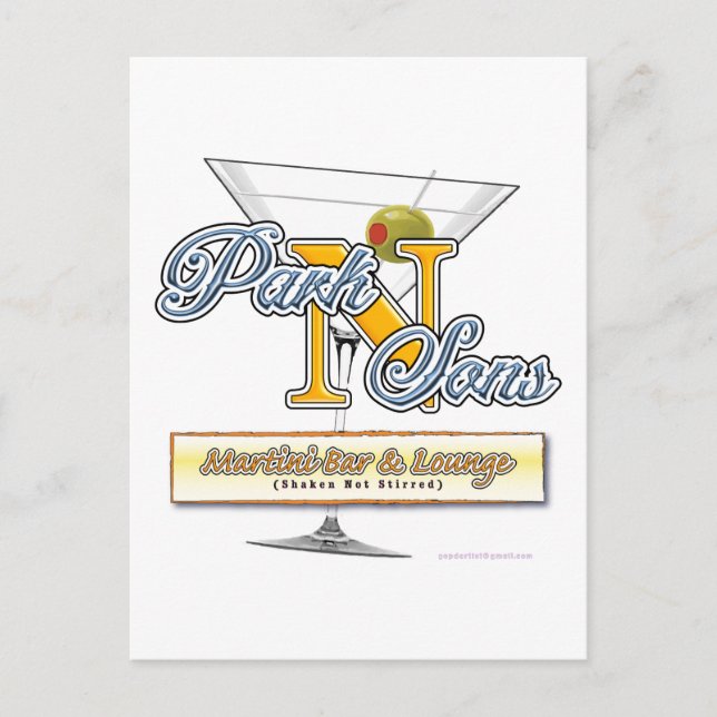 Park N Sons Martini Bar Spaß Postkarte (Vorderseite)