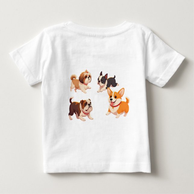"Park Pals: Cartoon Dogs at Play" Baby T-shirt (Rückseite)