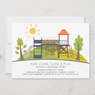 Park Playground Kindergeburtstag Einladung