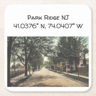 Park Ridge NJ Kartenkoordinaten 1910 im Vintage-St Rechteckiger Pappuntersetzer