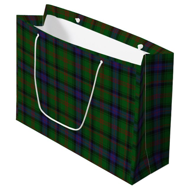 Park tartan grün kariert große geschenktüte (Vorderseite Schrägansicht)