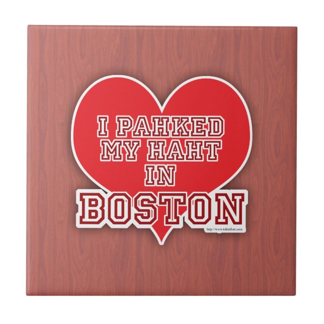 Park Your Heart in Boston Fun Accent Motto Fliese (Vorderseite)