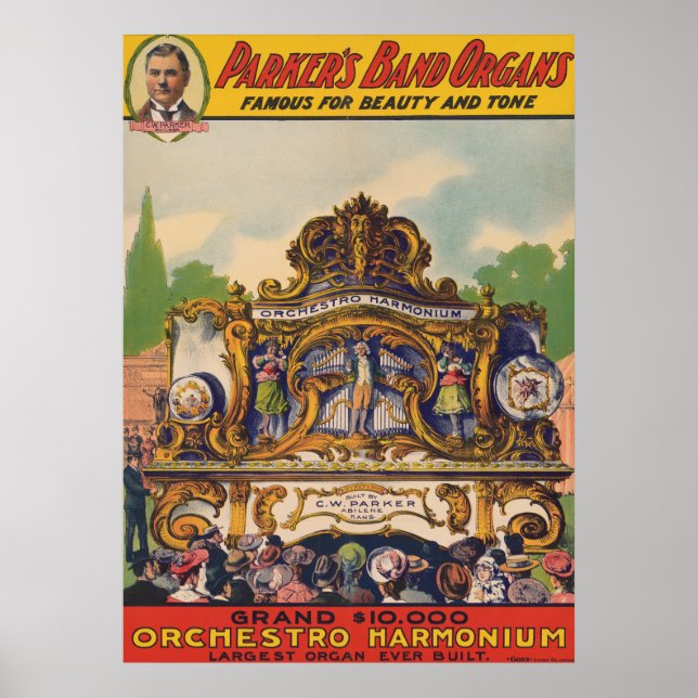Parker Band Organs, berühmt für Schönheit und Ton Poster (Vorne)