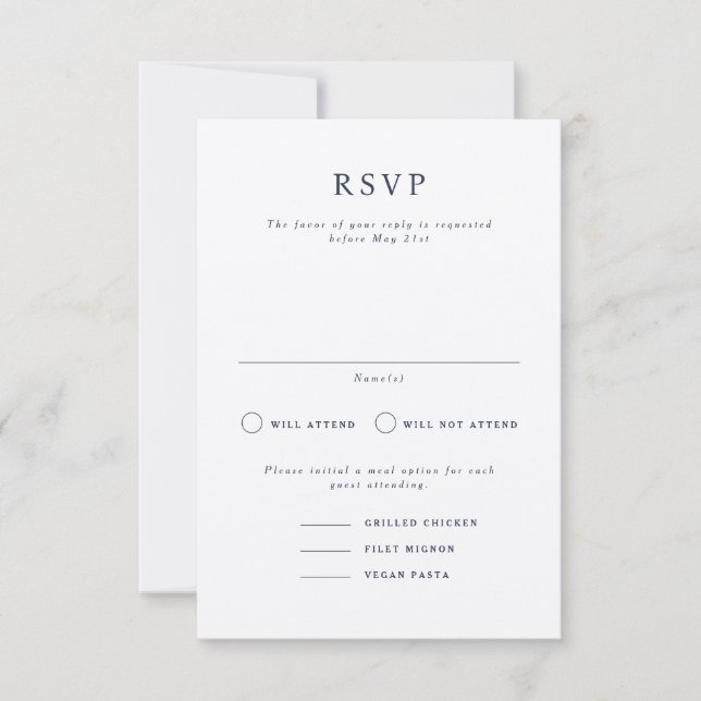 Parker Formal Portrait Wedding RSVP Card Einladung (Vorderseite)