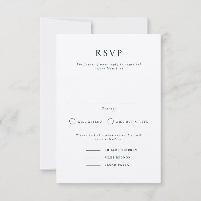 Parker Formal Portrait Wedding RSVP Card Einladung (Vorderseite)
