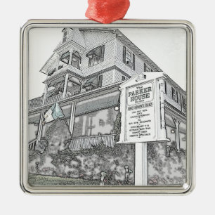 Parker Haus-Skizze - Jersey-Ufer Silbernes Ornament