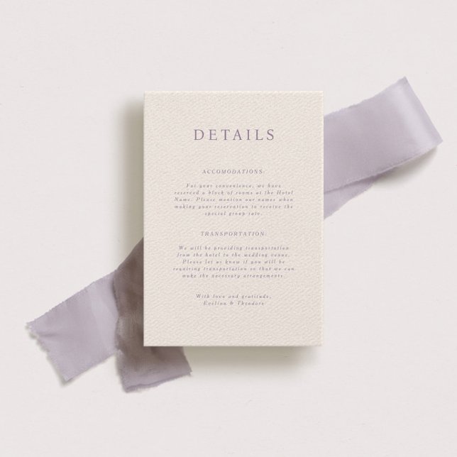 Parker Portait Wedding Details Card Einladung (Von Creator hochgeladen)